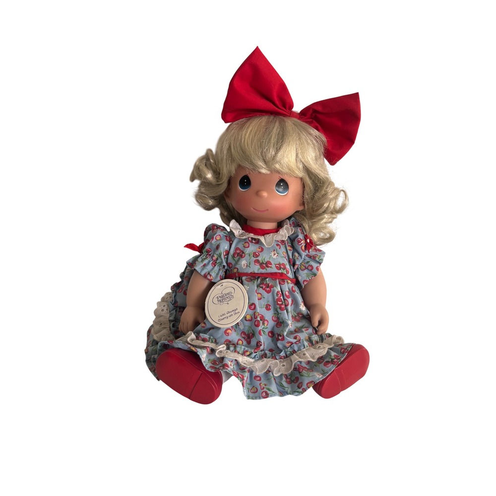 Precious Moments I Will Always Cherry-ish You Blonde Vinyl Doll Cherry Dress Bow